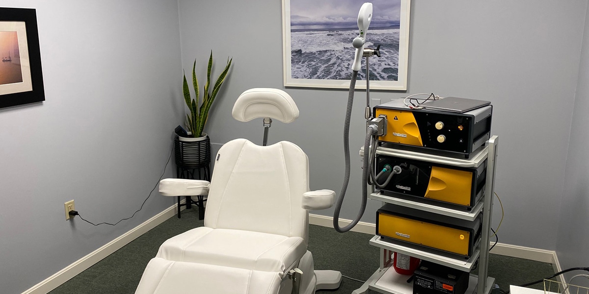 Transcranial Magnetic Stimulation machine and exam chair